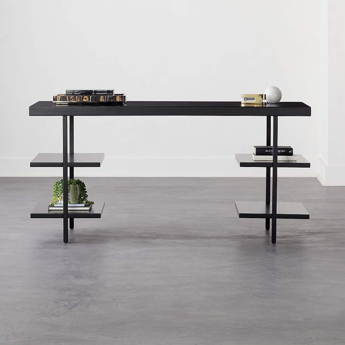 STAIRWAY MODULAR DESK WITH SHELVES BLACK thumbnail 2