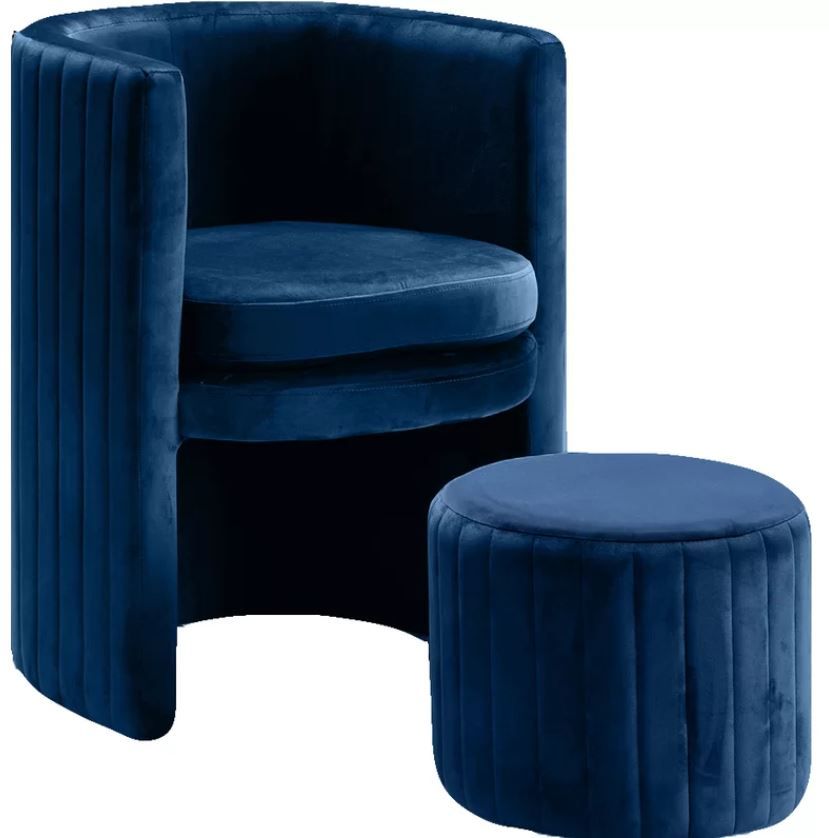 Malek Barrel Chair and Ottoman thumbnail 2