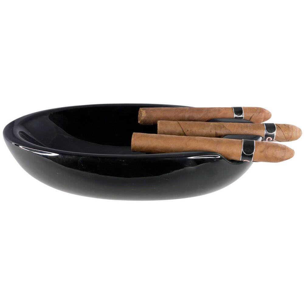 Visol Bradford Black Ceramic Cigar Ashtray For Patio Use thumbnail 2