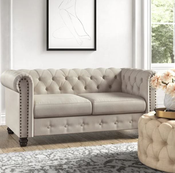 Provence Chesterfield Rolled Arm Loveseat thumbnail 2