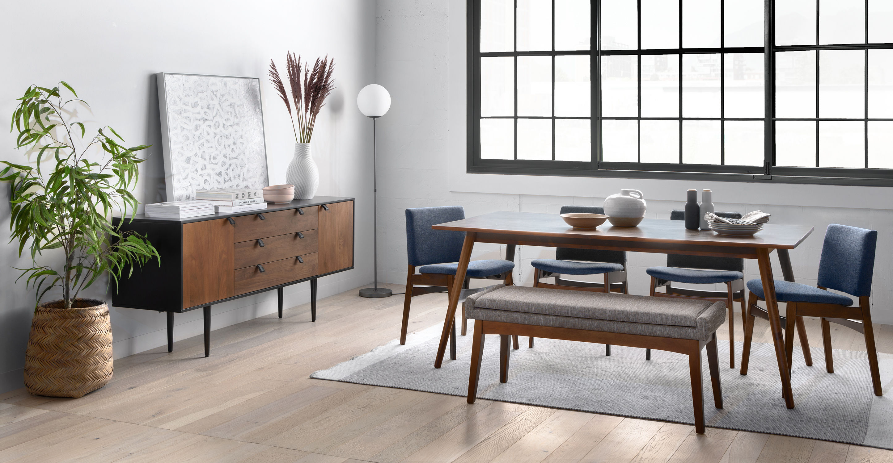 Nosh Denim Blue Walnut Dining Chair Set Of 2 thumbnail 4