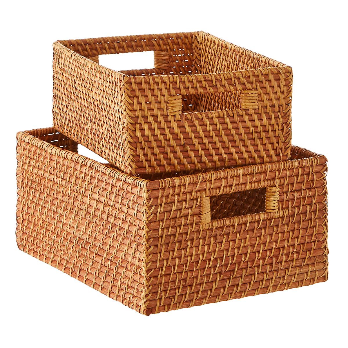 Copper Rattan Storage Bins with Handles thumbnail 2