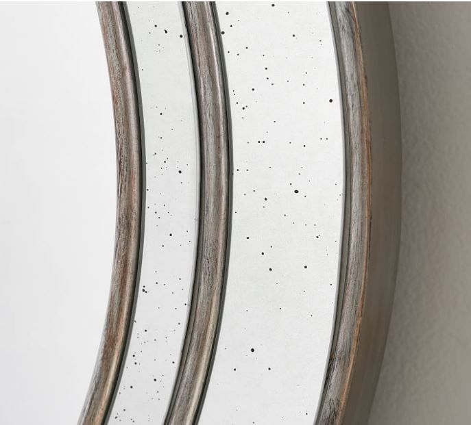 Marlena Round Antique Glass Frame Wall Mirror thumbnail 3