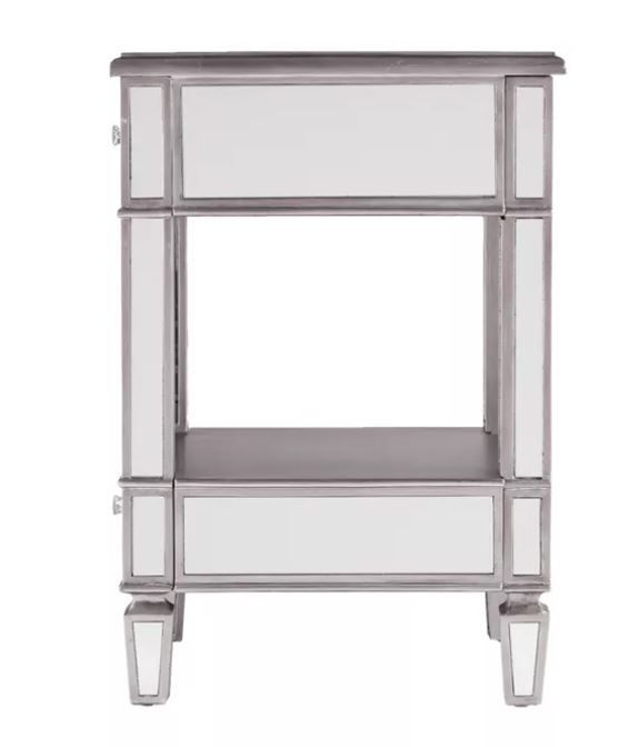 Aiden Lane Warakin Mirrored Side Table Brushed Matte Silver With Mirror thumbnail 2