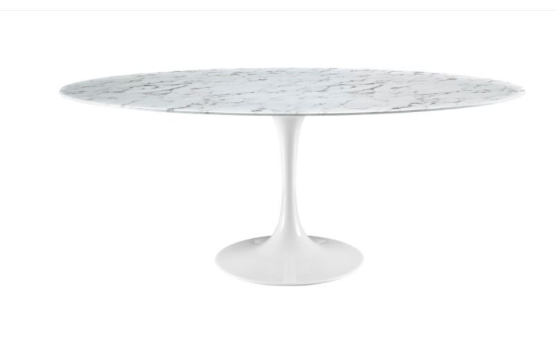 Pila 60" Oval Artificial Marble Dining Table thumbnail 2