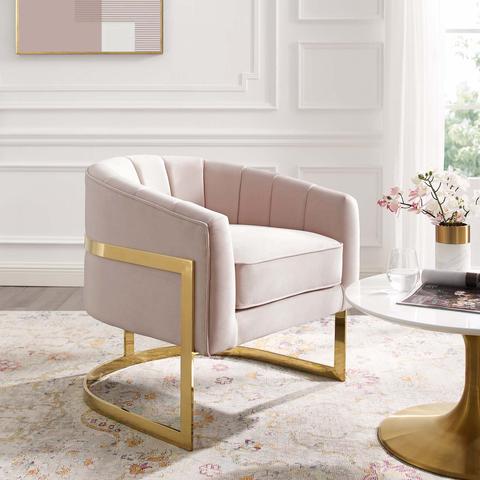 Esteem Vertical Channel Tufted Performance Velvet Accent Armchair thumbnail 6