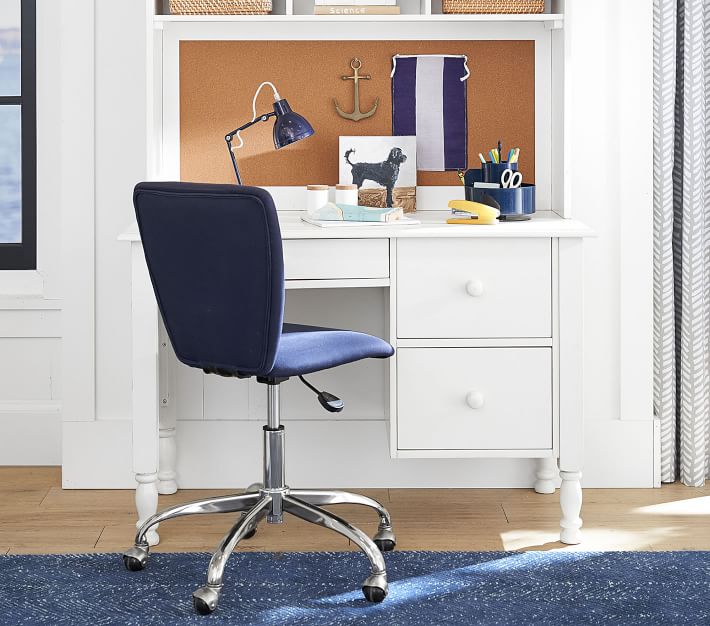 Square Upholstered Desk Chair, Brushed Nickel Base thumbnail 4