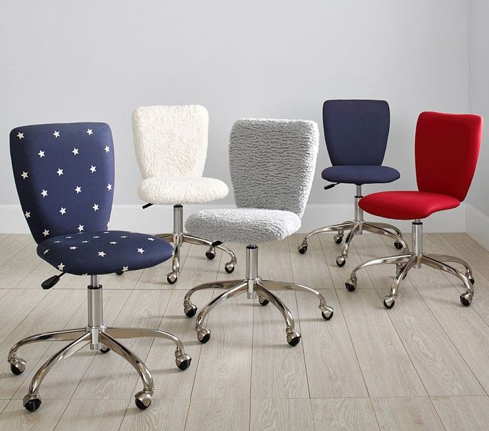 Square Upholstered Desk Chair, Brushed Nickel Base thumbnail 5