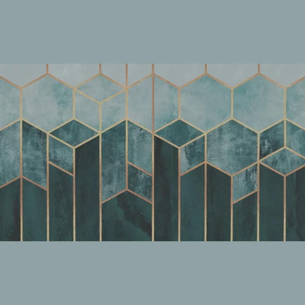 Teal Hexagons Credenza thumbnail 2