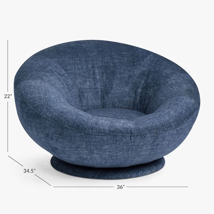 Velvet Crossweave Navy Groovy Swivel Chair thumbnail 2