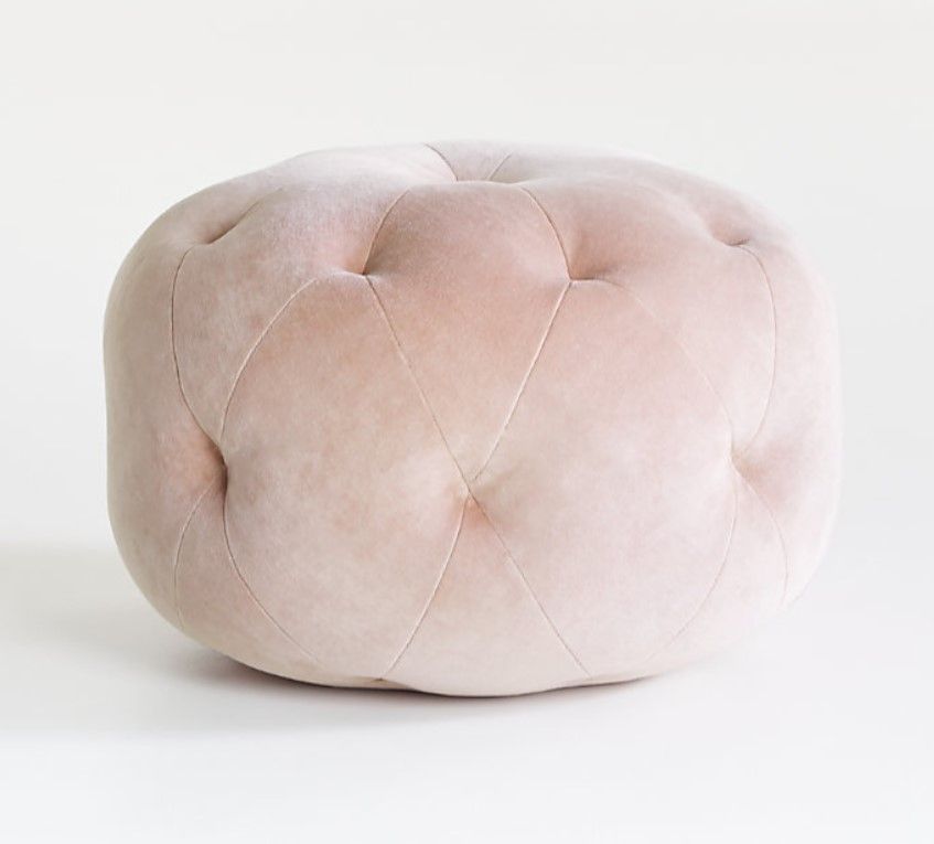 Warm Taupe Velvet Pouf thumbnail 2