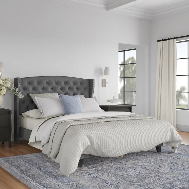 Fort Calhoun Tufted Upholstered Low Profile Platform Bed-King  thumbnail 2