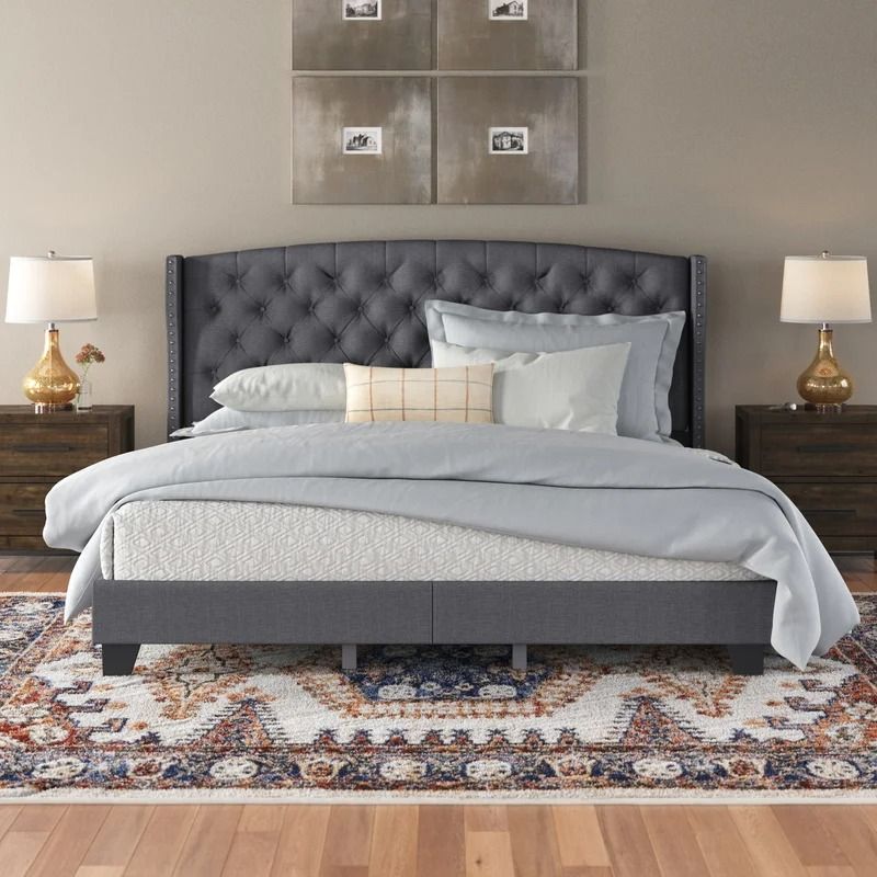 Fort Calhoun Tufted Upholstered Low Profile Platform Bed-King  thumbnail 3