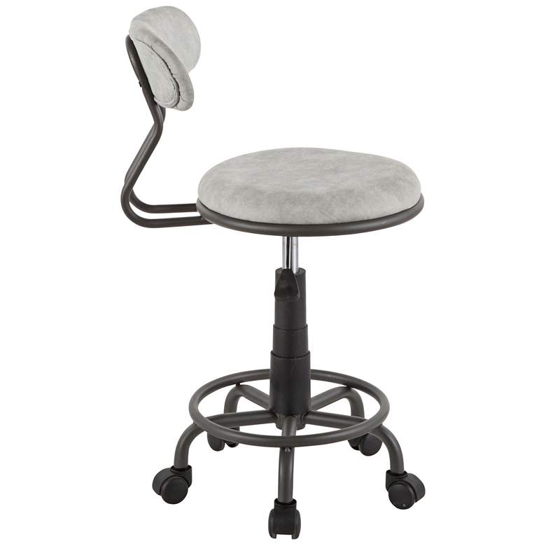 Swift Light Gray Faux Leather Adjustable Swivel Task Chair thumbnail 3