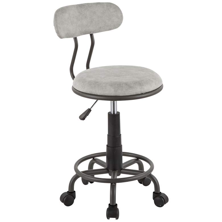 Swift Light Gray Faux Leather Adjustable Swivel Task Chair thumbnail 4