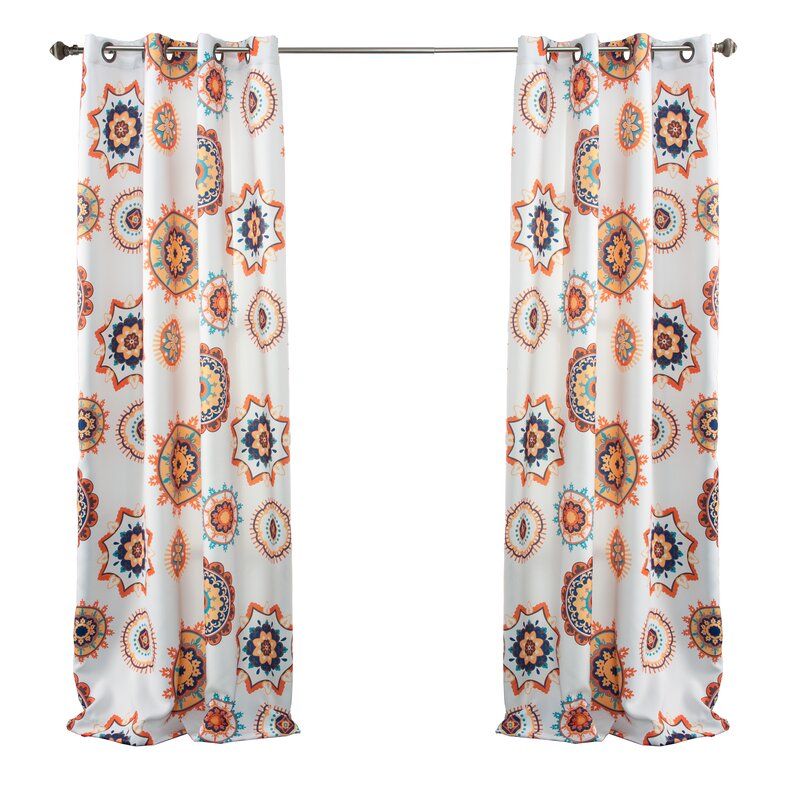 Geometric Room Darkening Thermal Grommet Curtain Panels thumbnail 2