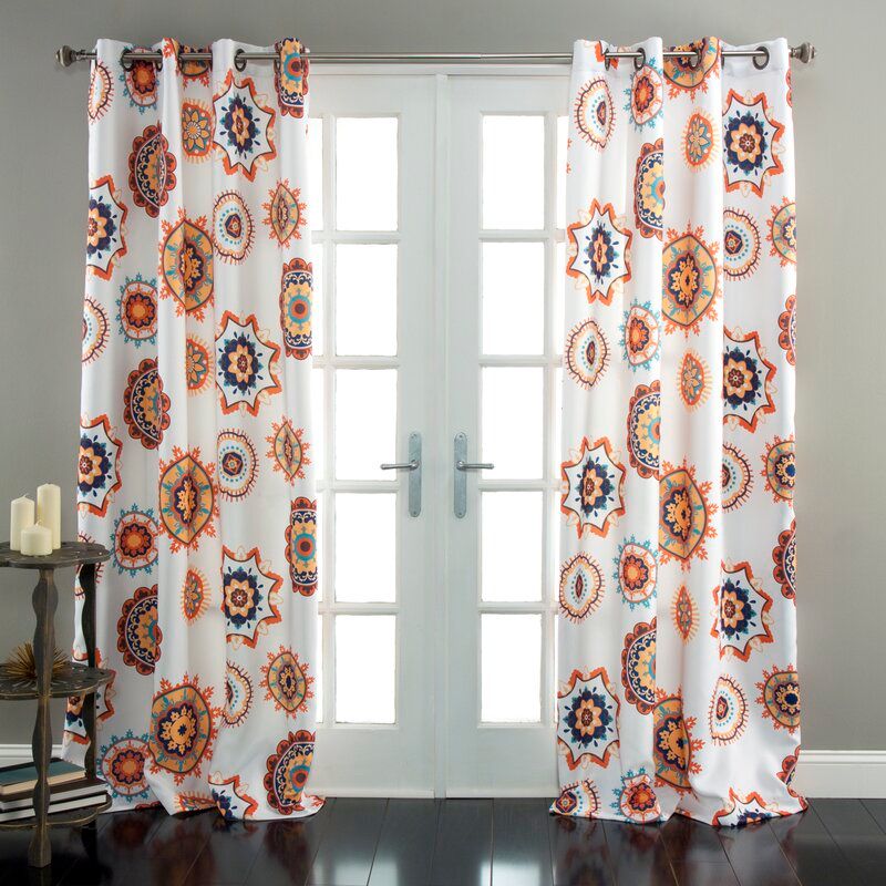 Geometric Room Darkening Thermal Grommet Curtain Panels thumbnail 4