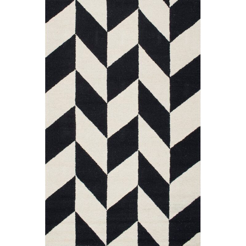 Tilley Geometric Handmade Tufted Wool Black/White Area Rug thumbnail 2