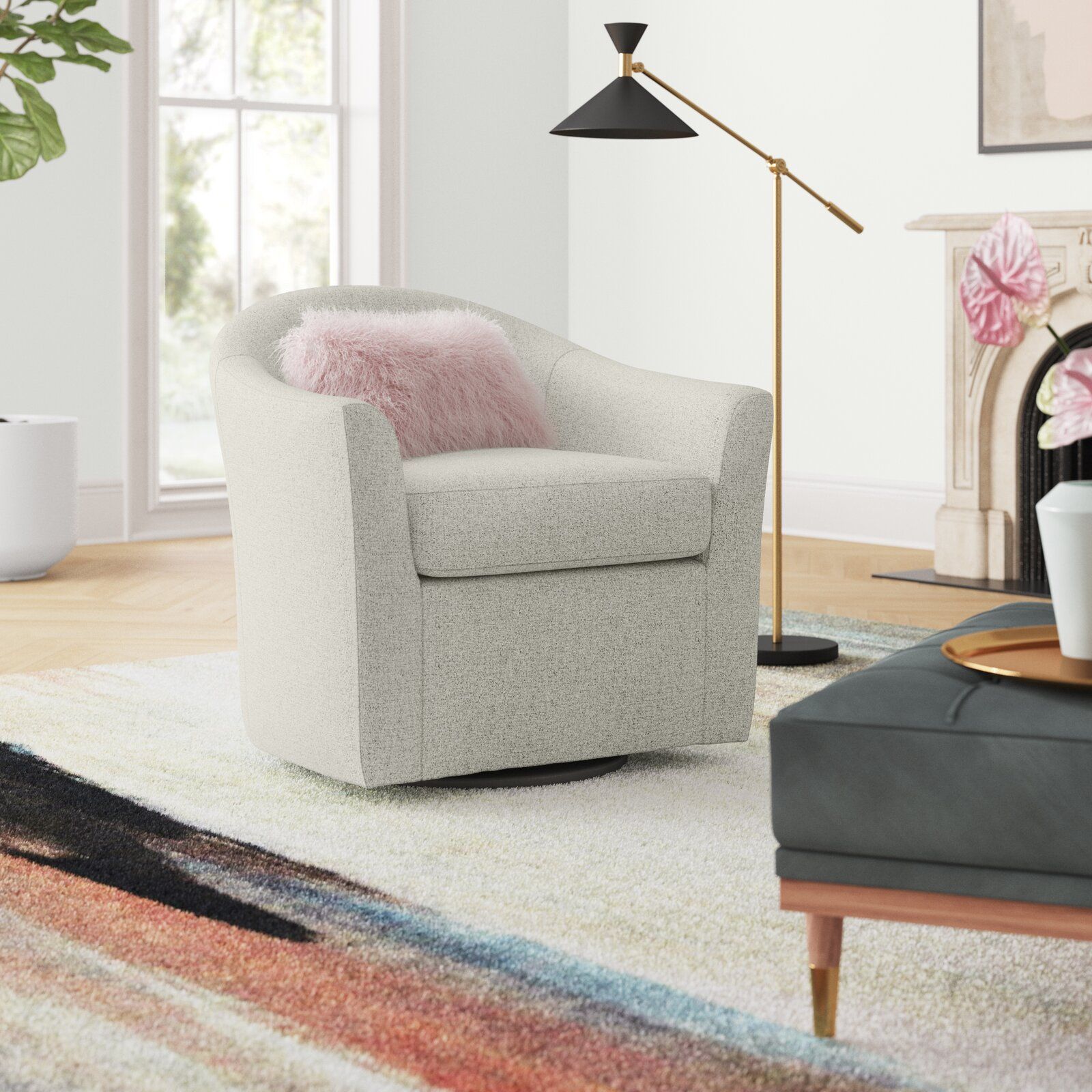 Antai Wide Tufted swivel Barrel Chair thumbnail 5