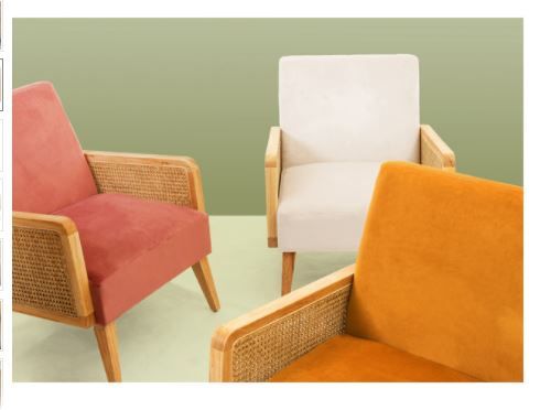 Delphine Cane Accent Chair Beige thumbnail 3