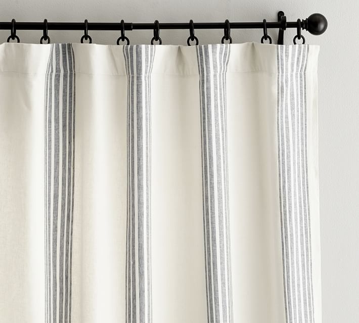 Riviera Striped LinenCotton Rod Pocket Blackout Curtain thumbnail 2