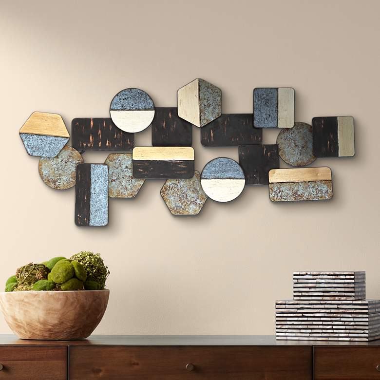 Art Deco Shapes Wide Metal Wall Art thumbnail 2