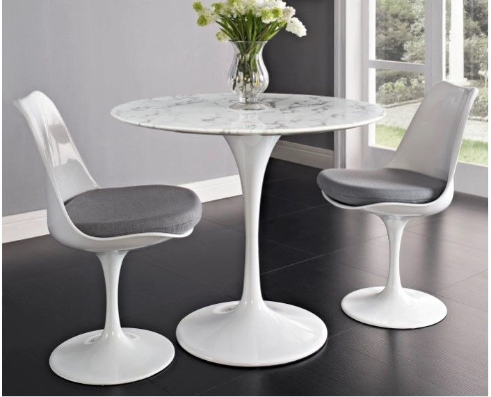 Pila 36" Round Artificial Marble Dining Table thumbnail 2