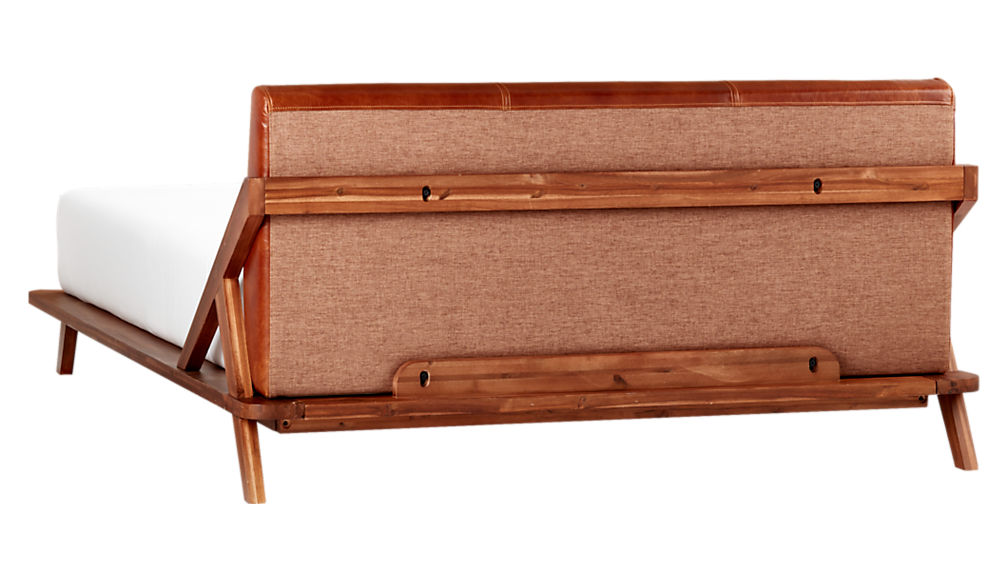 Drommen Acacia Bed With Leather Headboard-Queen  thumbnail 3