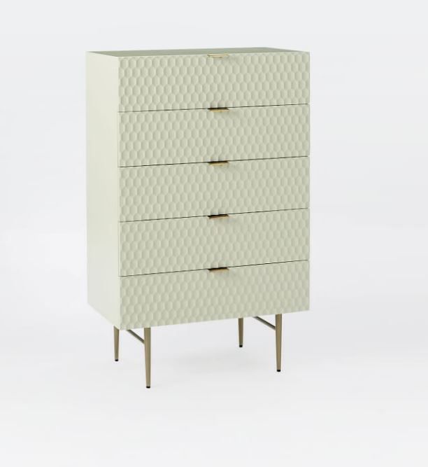 Audrey 5 Drawer Tall Dresser Parchment thumbnail 2