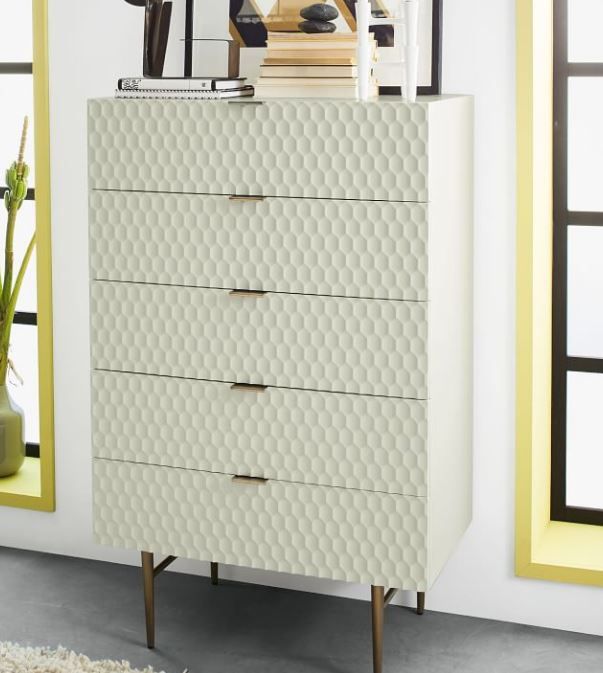 Audrey 5 Drawer Tall Dresser Parchment thumbnail 3
