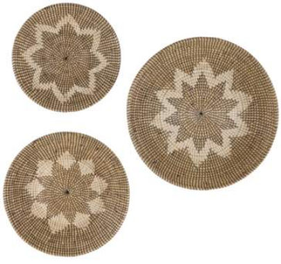 Brown and Beige Star Seagrass 3Piece Round Wall Art Set thumbnail 2