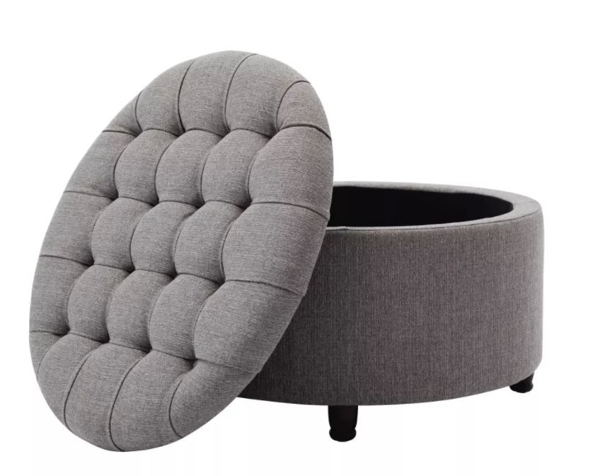 eLuxury Round Storage Ottoman thumbnail 3
