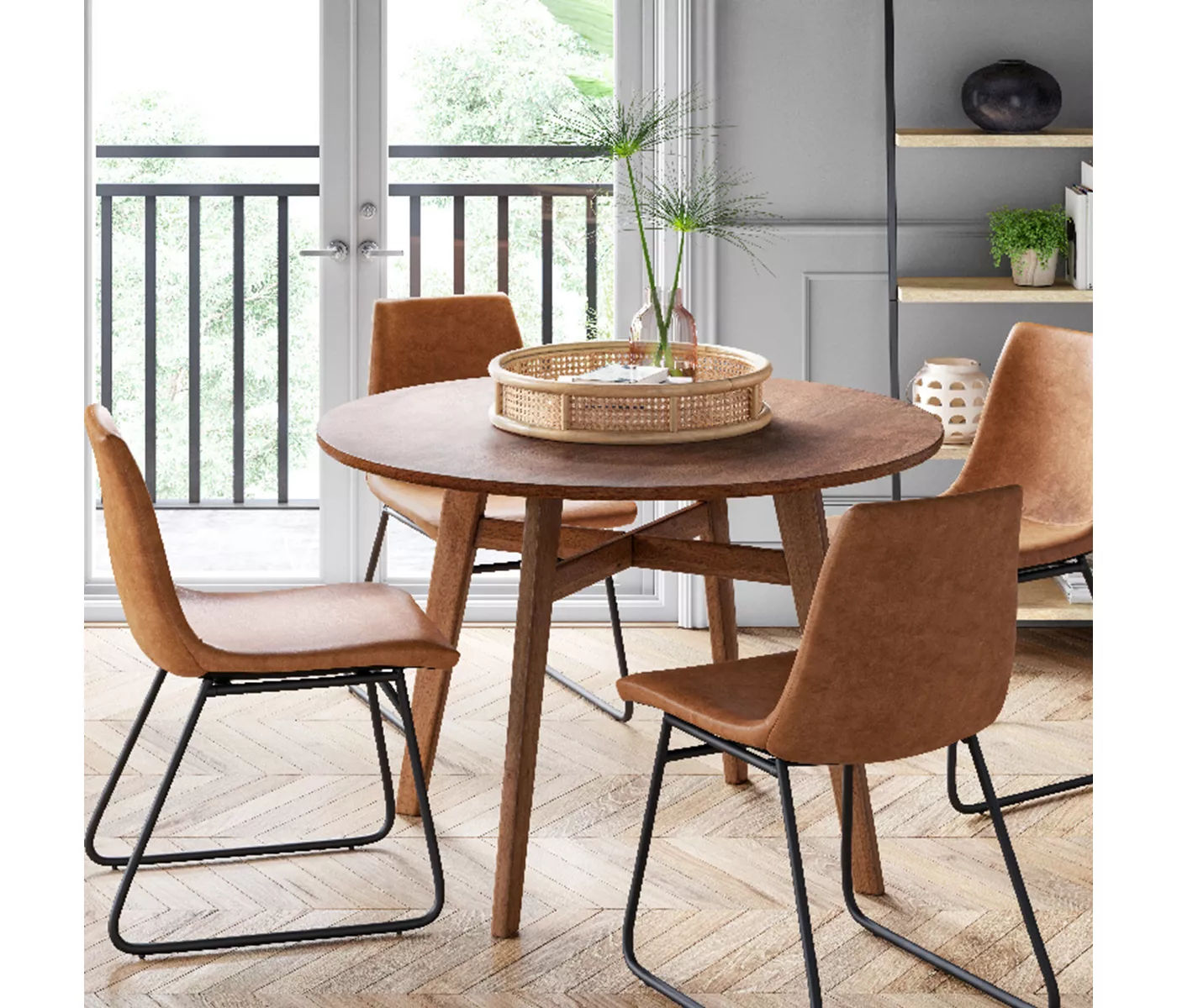 Bowden Faux Leather And Metal Dining Chair thumbnail 5