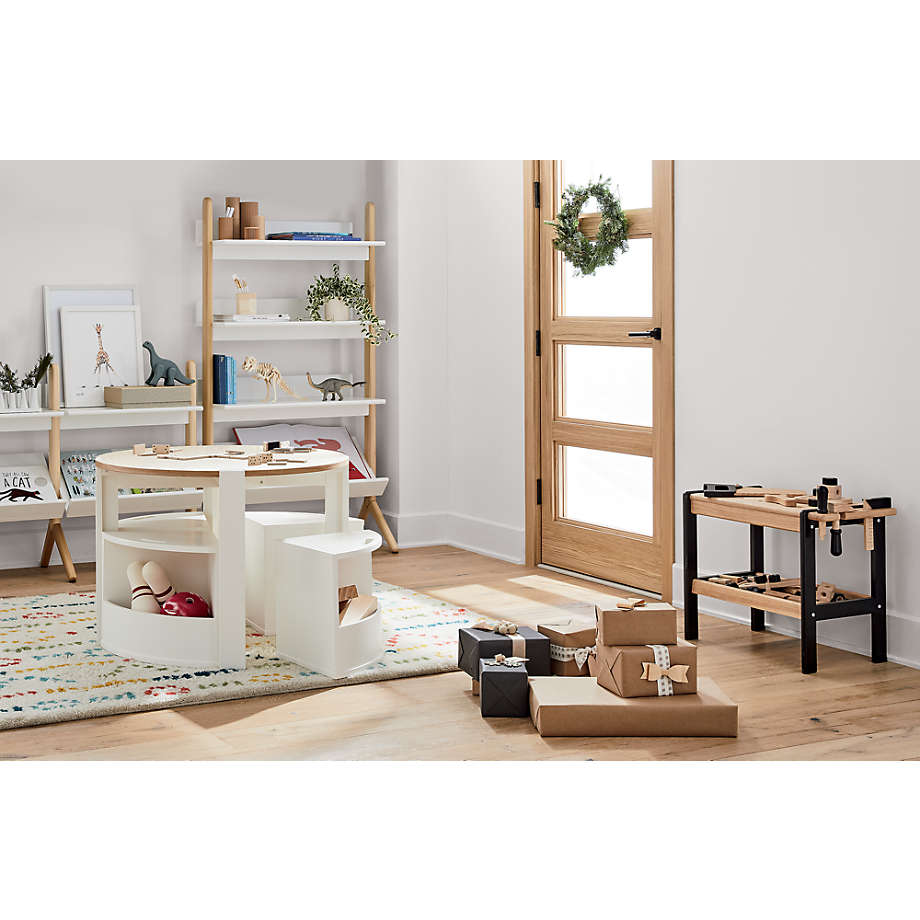 Nesting White and Natural Play Table and Chairs Set thumbnail 2