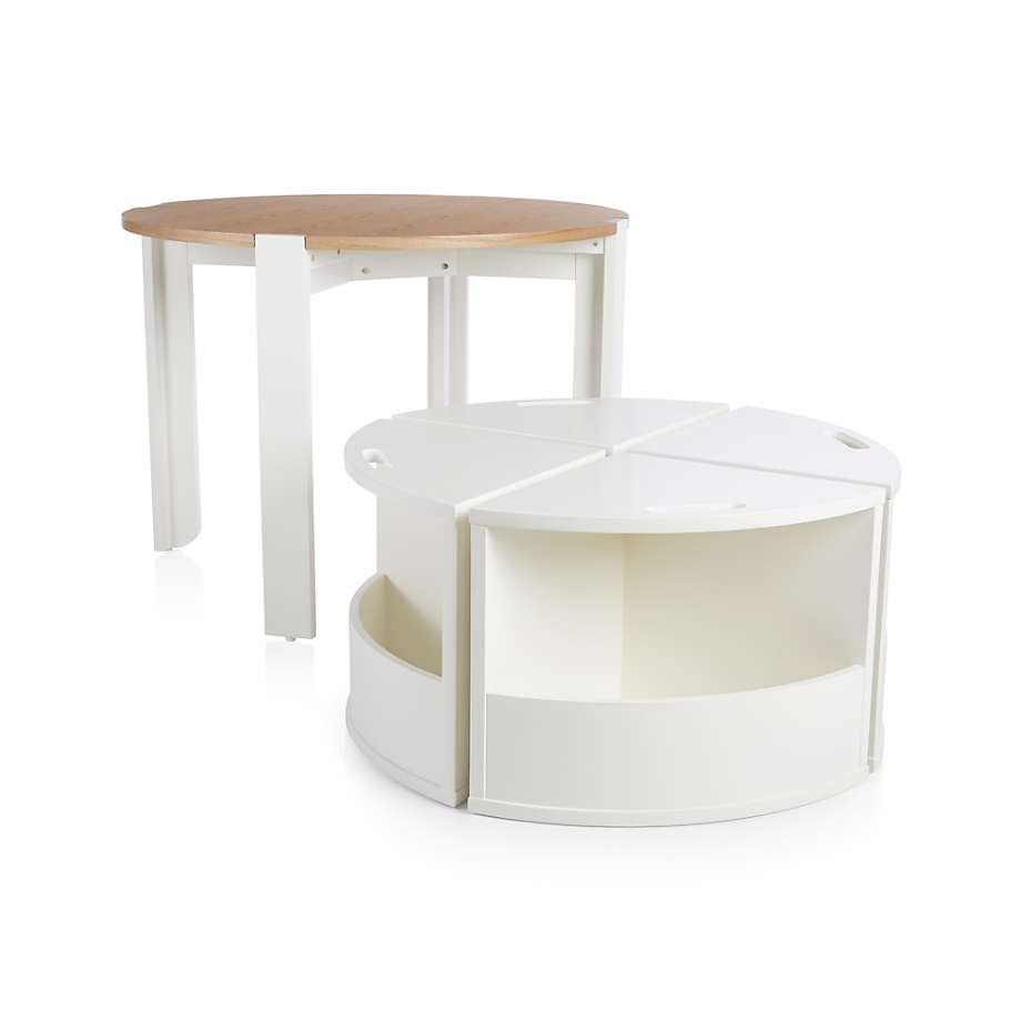 Nesting White and Natural Play Table and Chairs Set thumbnail 3