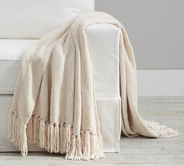 Chenille Hand Knotted Fringe Throw thumbnail 2