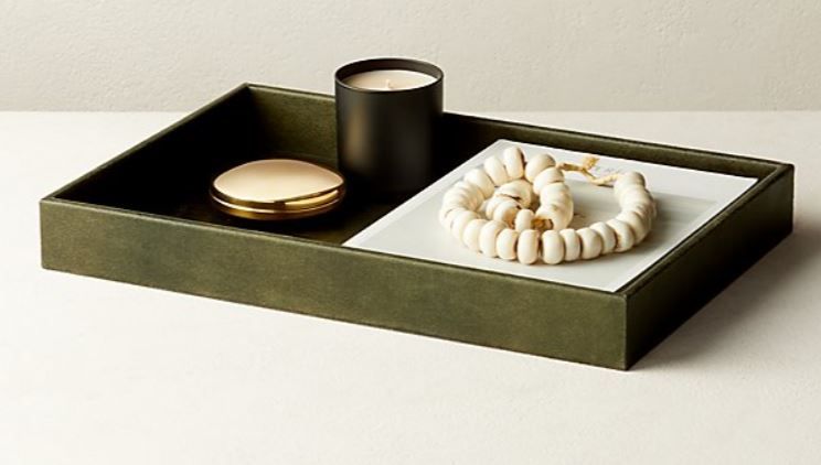 HEATH DARK GREEN LEATHER TRAY thumbnail 2
