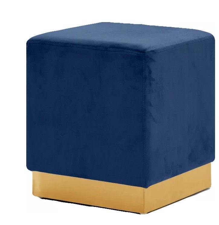 Annora Wide Velvet Square Solid Colour Ottoman thumbnail 2