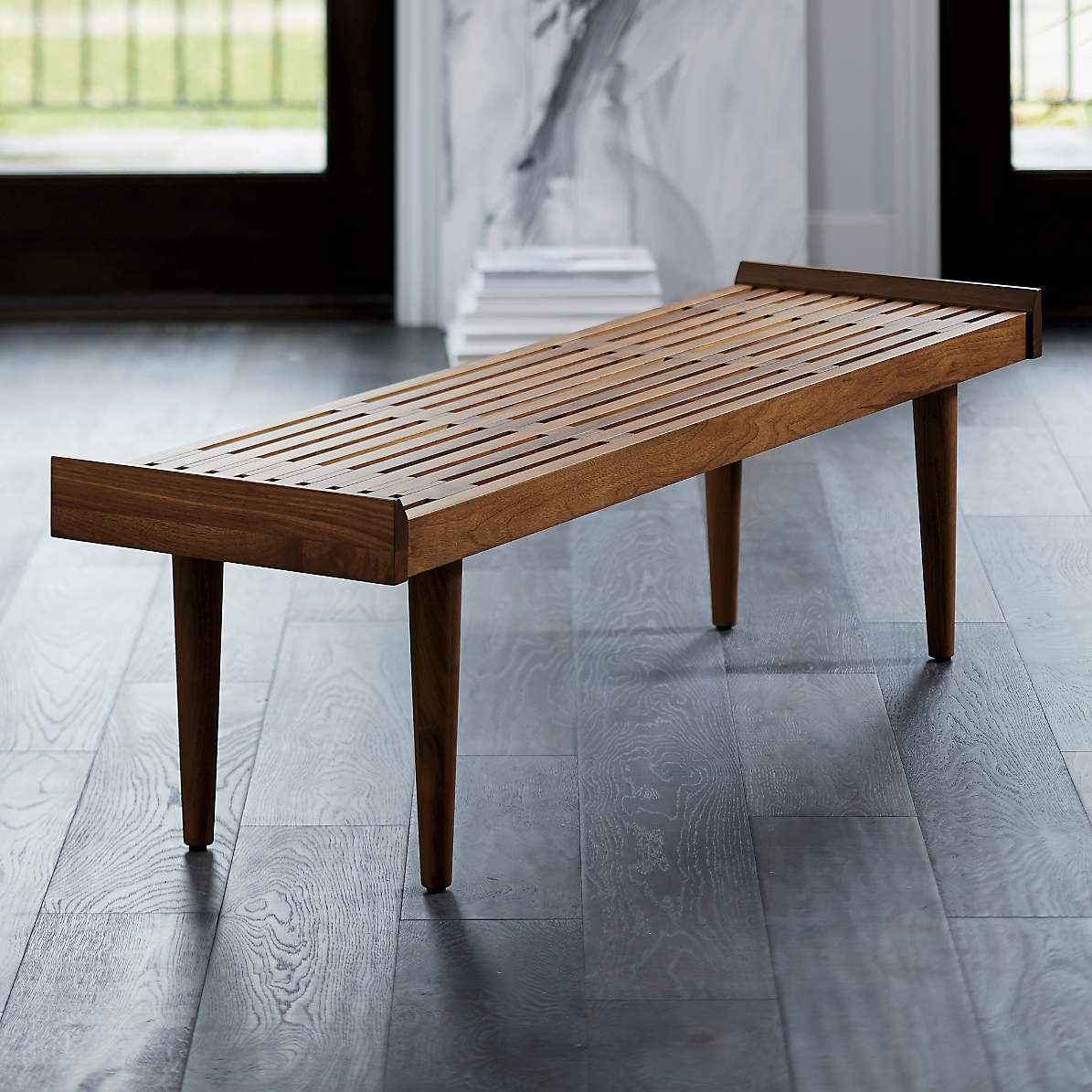Tate Walnut Slatted Bench thumbnail 6