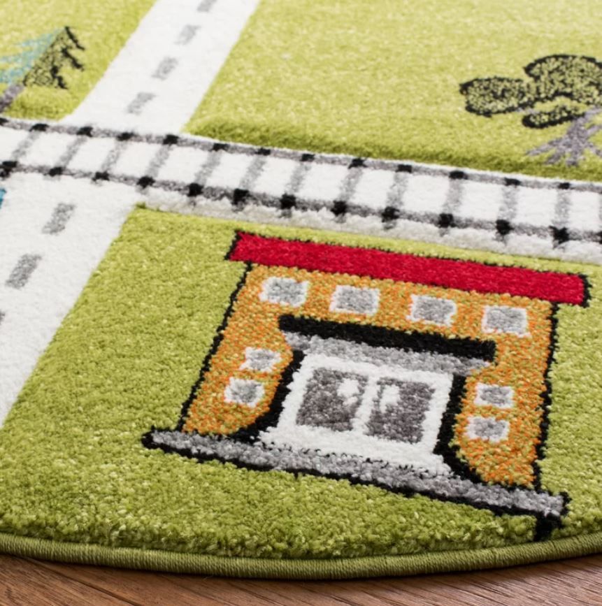 Swinehart Kids Green Area Rug-5'3"x5'3" thumbnail 2