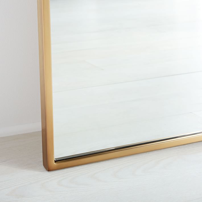 Metal Frame Oversized Floor Mirror Antique Brass thumbnail 3