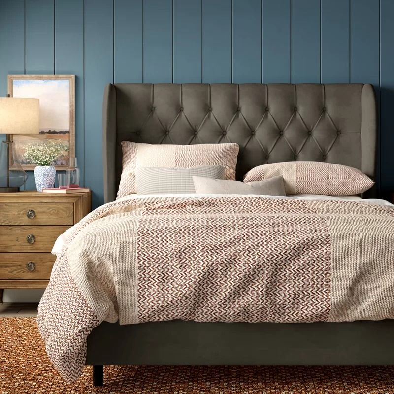 Alcantara Diamond Tufted Upholstered Bed- King thumbnail 3