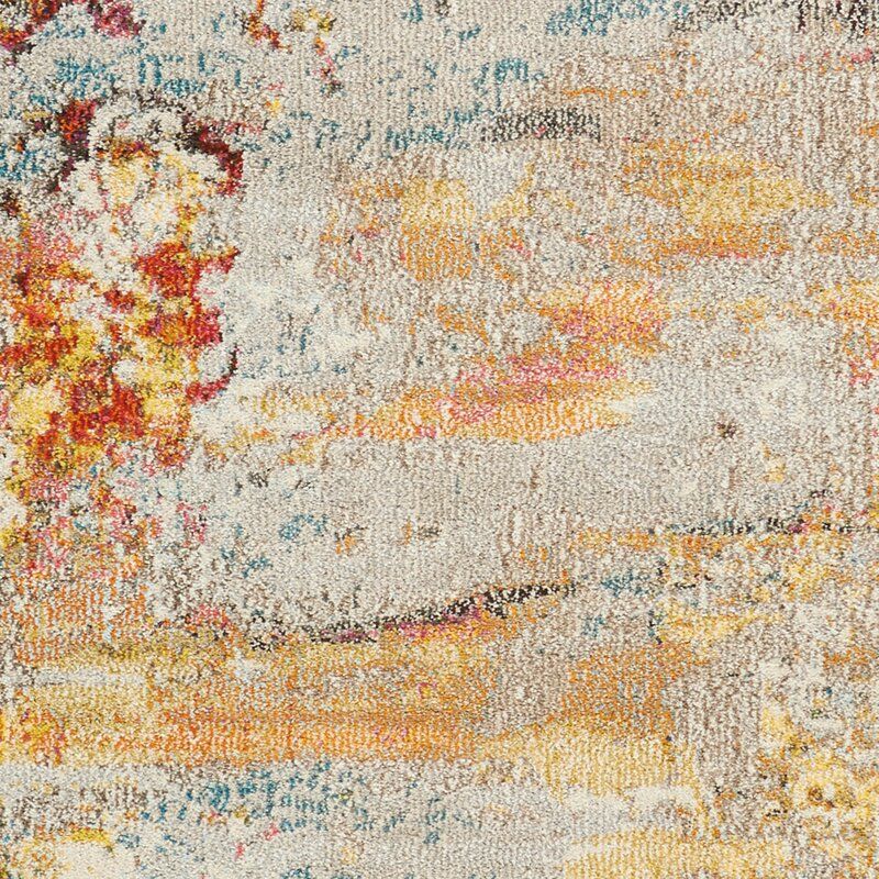 Talmo Abstract Blue Yellow Ivory Area Rug-7'10"x10'9" thumbnail 2