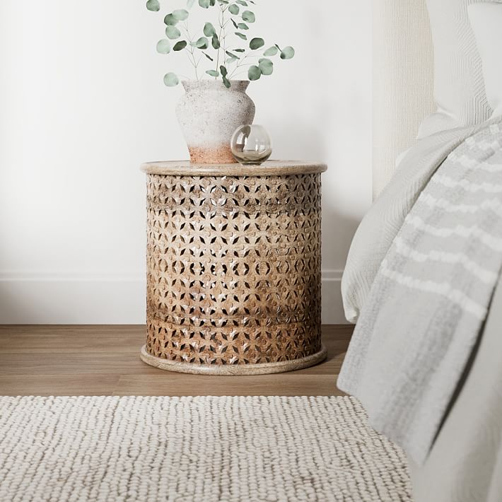 Carved Wood Side Table thumbnail 2