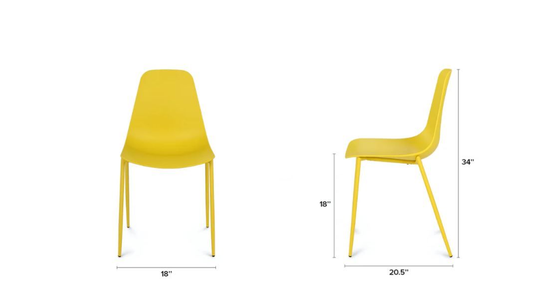 Svelti Daisy Yellow Dining Chair Set Of 2 thumbnail 5