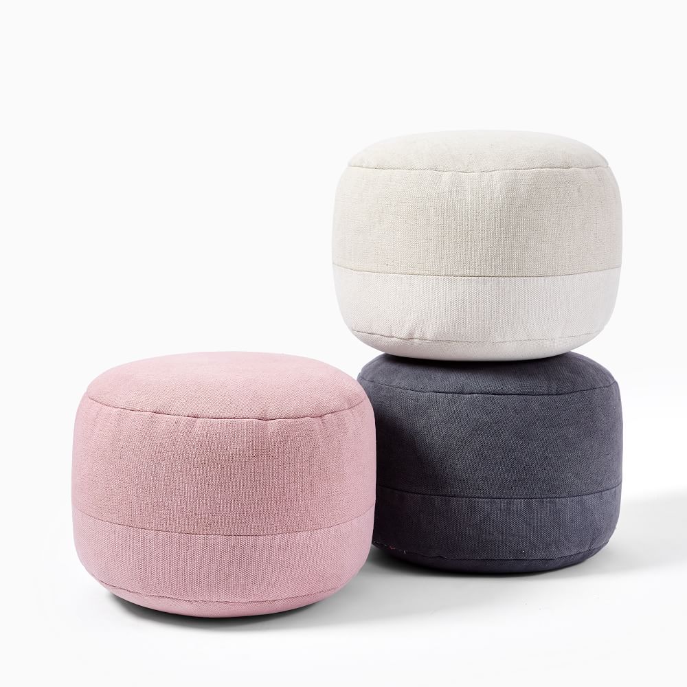 Cotton Canvas Round Pouf thumbnail 3