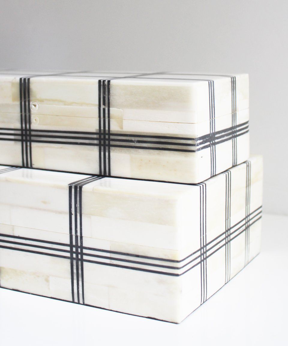 Plaid Bone Clad Storage Box Large thumbnail 2
