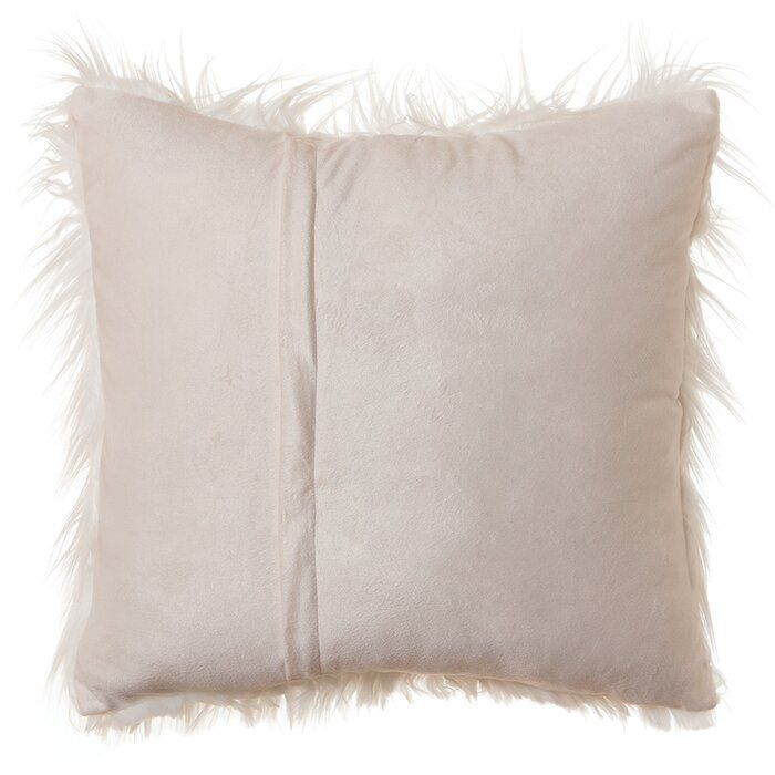 Marty Mongolian Long Hair Square Faux Fur Cushion With Insert-18"x18" thumbnail 2