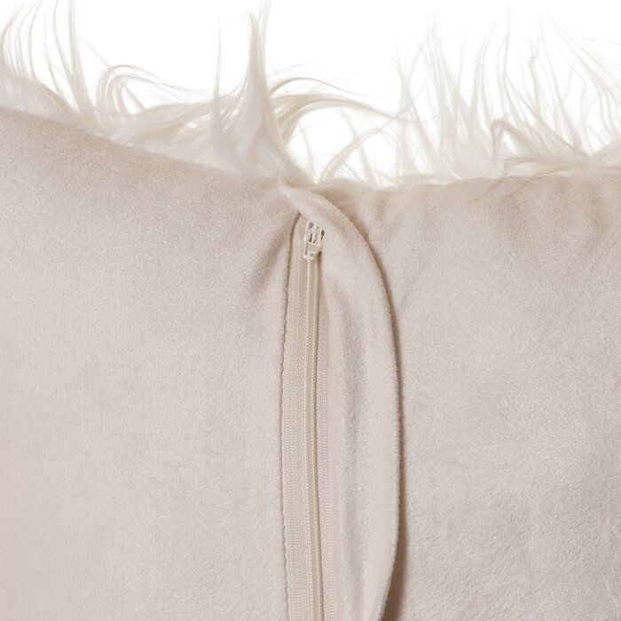Marty Mongolian Long Hair Square Faux Fur Cushion With Insert-18"x18" thumbnail 3