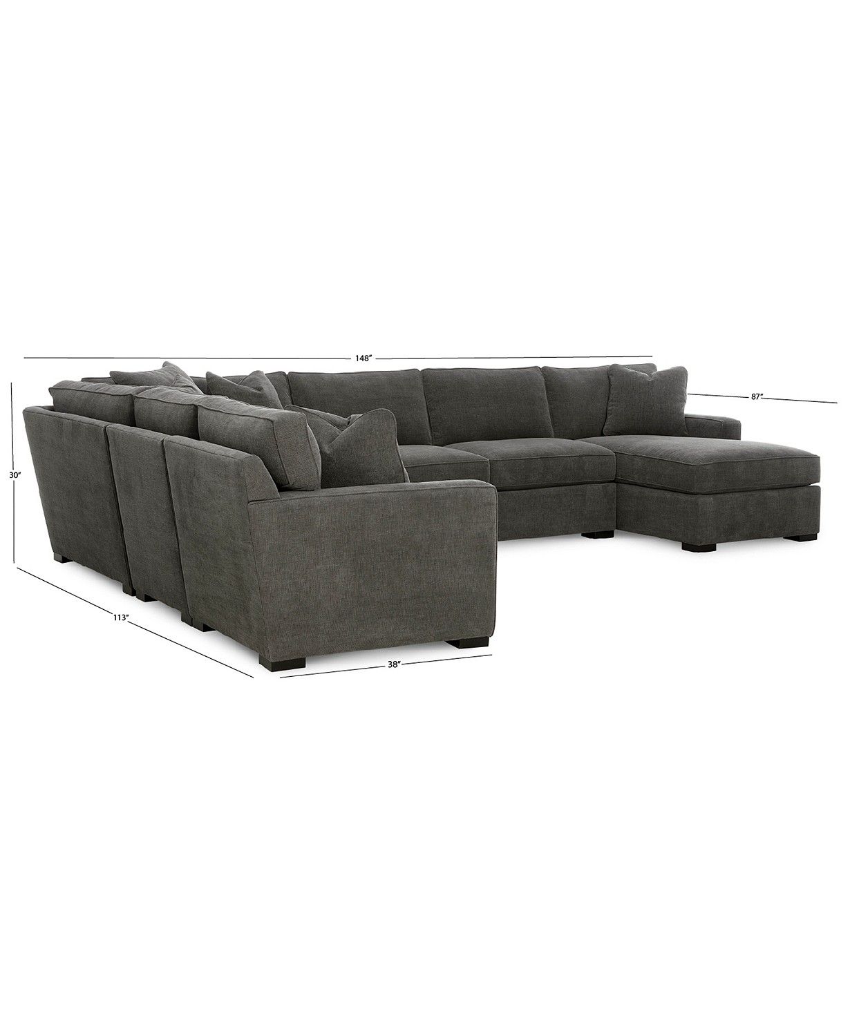 Radley 5 Piece Fabric Chaise Sectional Sofa thumbnail 5
